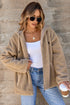Sherpa Fleece Zip Front Drawstring Hood Drop Shoulder Pocketed Jacket